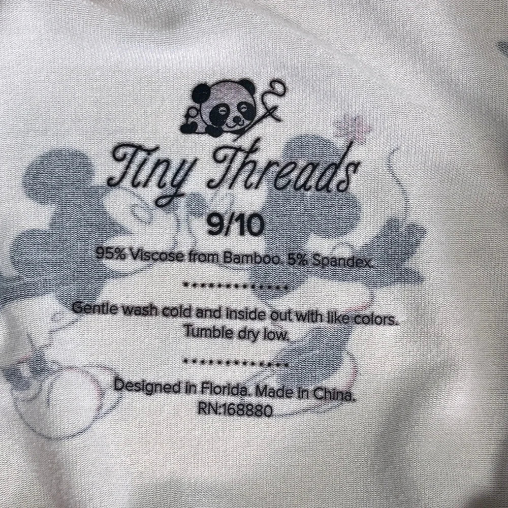 Tiny Threads Kids Mickey Minnie Mouse Bamboo Viscose Nightgown Red Cream 9/10